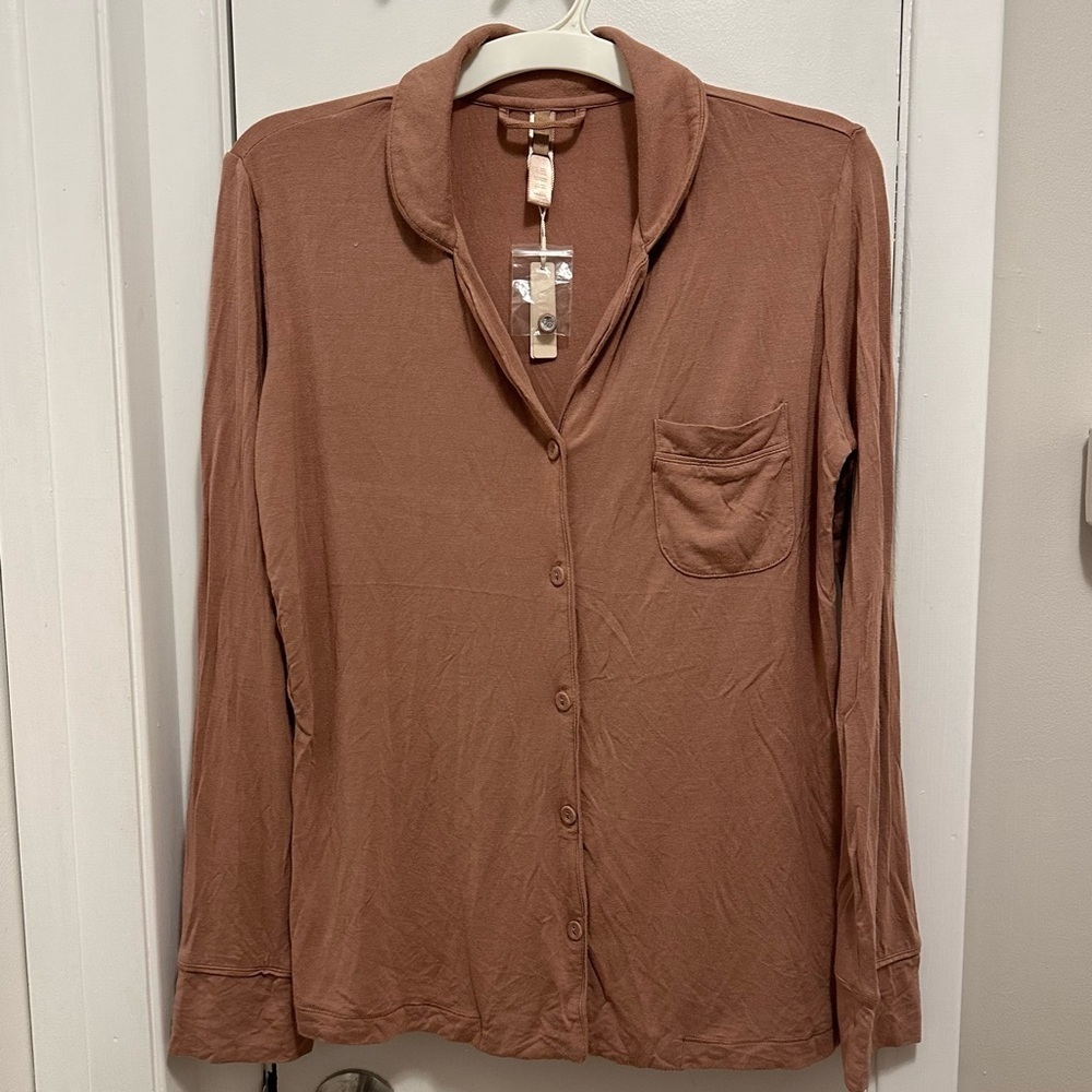 SKIMS Kim Kardashian Soft Lounge Sleep Shirt Camel Taupe Sz Small NWT women’s